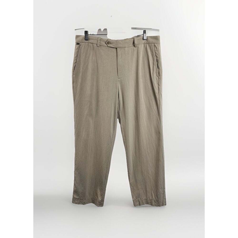 Tommy Bahama Pant Flat Front 90% Silk Blend Khaki Pants Men's Actual 36x28